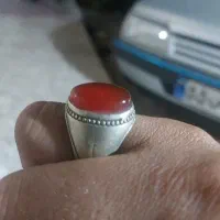 فروش انگشتر عقیق یمنی  قدیمی  با رکاب نقره