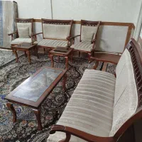 مبل کلاسیک ۷ نفره چوب راش به همراه ۳ عدد عسلی
