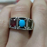 انگشتر ۳ جواهر اصلی با نقره ۹۲۵