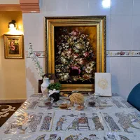 تابلو فرش دستباف نفیس گل وگلدان بنفش سلطنتی