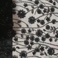 فروش گیپور مجلسی منجوق و ملیله  شکوفه گل  با آستر