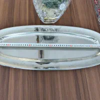 سینی استیل پذیرایی بزرگ (ابعاد ۵۸ در ۲۲ سانتی‌متر)