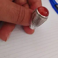 انگشتر نقره رکاب دست ساز سنگین عقیق سلیمانی اصل
