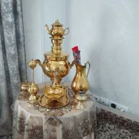 ست سماور برنجی برنزی ۶ لیتری با میزو رو میزی