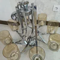 لوستر ۸ شعله حباب دار . بدنه استیل . سالم
