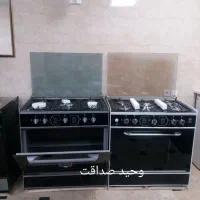 اجاق گاز طرح فر صفحه لعابی استیل شیشه‌ای