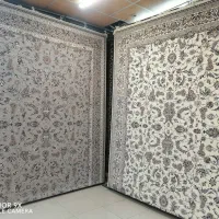 فرش ماشینی افشان فیلی قالی طرح دستباف کرم طوسی