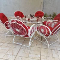مبل باغی ویلایی مدل مدرن.تاب کارینا.میز آتشدان رز