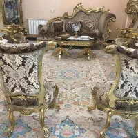 ست پذیرایی به همراه غذاخوری ورق طلا پارچه ایتالیا