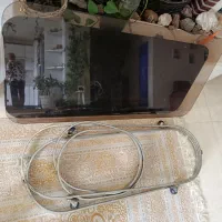 جلومبلی + ۳ عدد عسلی شیشه ای پایه فلزی