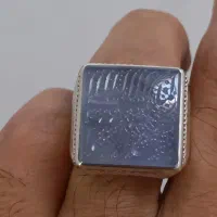 انگشتر عقیق کبود یمنی خط امضا دار