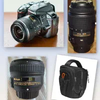 دوربین نیکون D3300 و لنز 55mm f1.8 و لنز 55-300mm