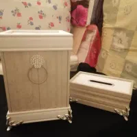 سطل و جا دستمال کاغذی کنار سالنی