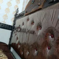 تخت دو نفره فلزی به همراه پا تختی و کمد لباس ست