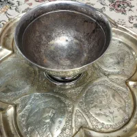 قندان و سینی برنجی قلمزنی