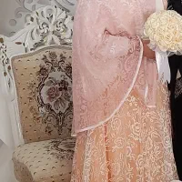 لباس مجلسی پارچه شنی وشنل اکلیلی