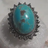 انگشتر زنانه نقره با نگین فیروزه نیشابور