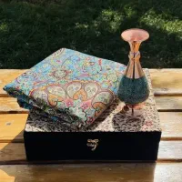 ست هدیه اداری ترمه و گلدان فیروزه کوبی 20 با جعبه