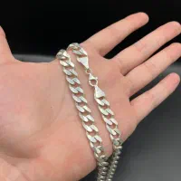 زنجیر و دستبند نقره کم اجرت گرمی ۴۵۰