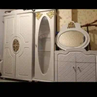 سرویس کمد ویترین میراینه تخت یکنفره  باتشک کامل