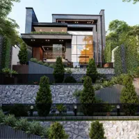 طراحی ویلا نما داخلی بازسازی نقشه 3d پلان محوطه