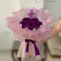 دسته‌گل برای کادو با مینی خرس