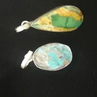 دوعدد پلاک نقره سنگ فیروزه اصل وفلاکس