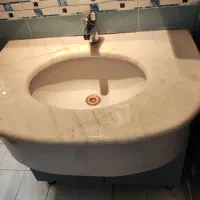 روشویی چینی با رویه سنگ مرمر بدون پایه