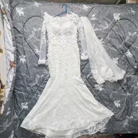لباس عقد و لباس عروس طرح ماهی پارچه دانتل فرانسه