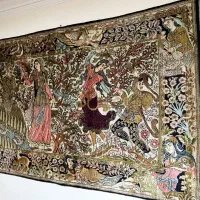 تمام‌ابریشم قم انتیک سالم وبی نقص