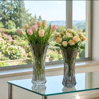 گلدان و جاکاردی بلور وارداتی ژاپن رنگی(گالری شیوا)