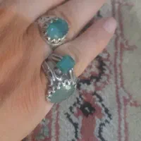 انگشتر زمرد و عقیق یمن حکاکی
