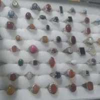 فروش انگشتر نقره با نگین عقیق،فیروزه و ...