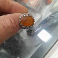 انگشتره نقره رکاب اشک سنگ خطی عقیق پرتقالی
