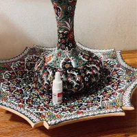 ست دکوری پذیرایی گلدن میناکاری و گلدان فلزی