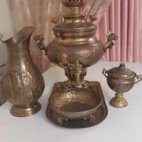 سماور زغالی-۳ لیتری-جنس برنج-قلم کاری شده-