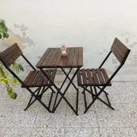 میز و صندلی نهار خوری چوبی فلزی/تاشو