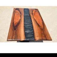 میز نهار خوری چوب گردو و رزین