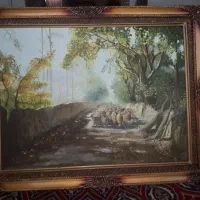 تابلو نقاشی کار دست رنگ روغن با قاب چوبی