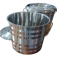 سطل استیل ۱۲ ،۱۵ و ۲۰ لیتری با درب و دستگیره هندی