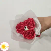 دسته گل روبانی سه شاخه