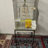 قفس کاسکویی بزرگ3درو3لیوانه استیل باپایه ولوازم