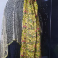 شال پشم اصل ۶متر دولا  ولچک سقزی طلایی