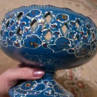 تابلو طلا کوب و ظرف میوه خوری  سفالی