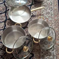 ۲ عدد قابلمه یک ماهیتابه استیل