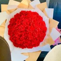 دسته گل روبانی ۳۸ شاخه ( قرمز)