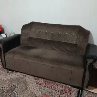 مبل 7 نفره  قهوه ای دسته چرم