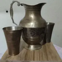پارچ و لیوان برنجی قدیمی
