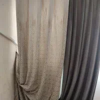 والان پرده دورنگ کرم و طوسی