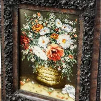 تابلو فرش دستباف  گل ابریشم